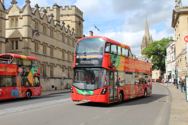 An open-top City Sightseeing Oxford bus